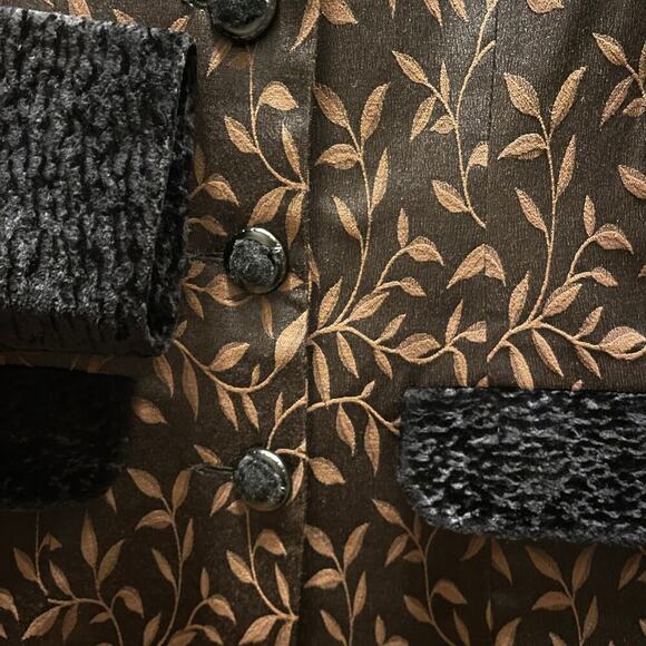 Luxury Designer Black Satin Coat, Blazer | Velvet Trim Pockets Lined, 10/12 M/L - Picture 8 of 9